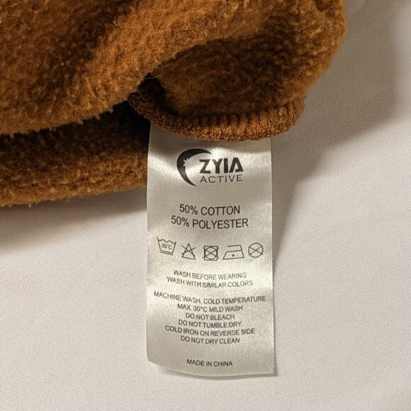 Zyia Brown Active crop hoodie women size S pullover sweatshirt Logo Gym Training - Picture 6 of 11